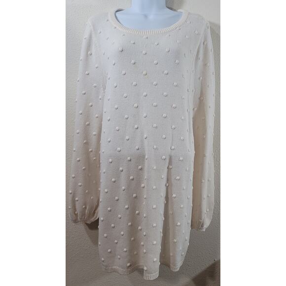 Girls With Curves Lane Bryant White Sweater Raised Material 18 20 Round Neck - Picture 1 of 5